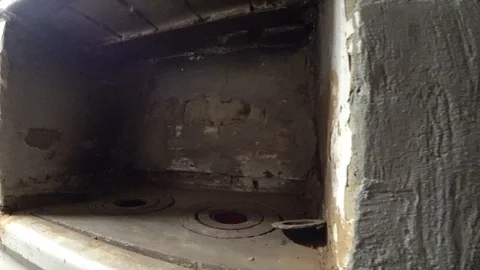 Inside the old stove Stock Footage 97776290