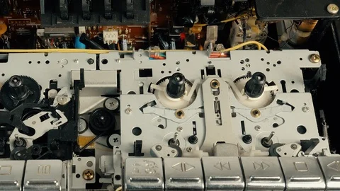 Inside old tape recorder. Stock Footage 87447321