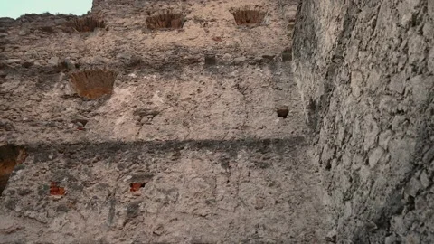 Inside of old tower and medieval ruins of castle Kamen in Slovenia Stock Footage 148499983