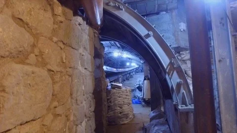 Inside an old tunnel 1 Stock Footage 118594135