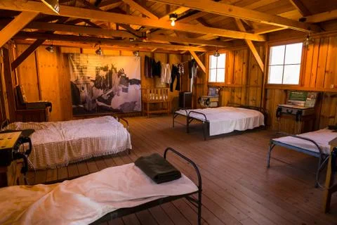 Inside one of the barracks of the Nikkei concentration camp of Manzanar in Stock Photos
