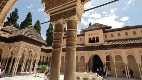 Inside one of the galleries around the courtyard (west side) Video stock 220970593