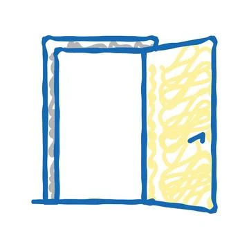 Inside opened door icon doodle illustration Illustration