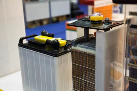 Inside or  cross section of industrial battery Stock Photos