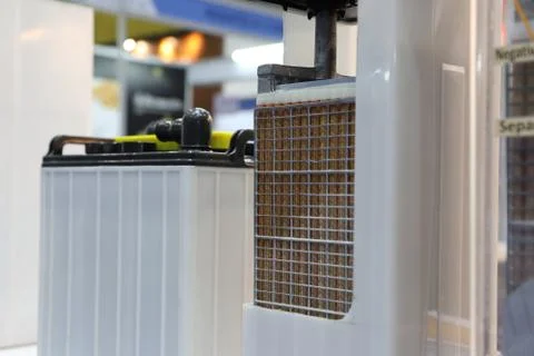 Inside or  cross section of industrial battery Stock Photos