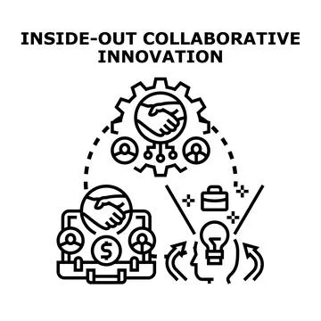 Inside out collaborative innovation process icon analyzing ideas Stock Illustration