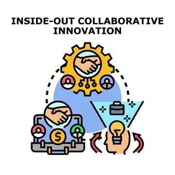 Inside out collaborative innovation process icon analyzing ideas Stock Illustration