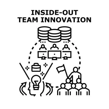 Inside out team innovation model developing new ideas Illustrazione stock