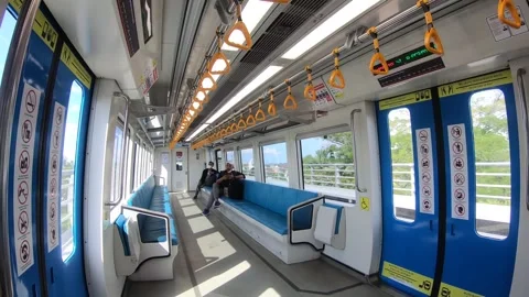Inside palembang light rail transit Stock Footage 245098472