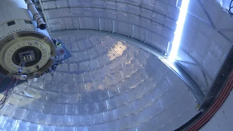 Inside pan shot of astronomical observatory Video stock 99082435