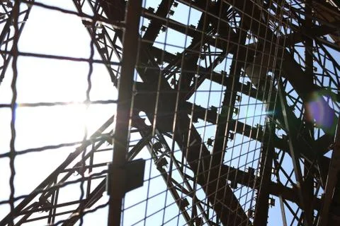 Inside Paris Eiffel Tower Close Up Iron 写真素材
