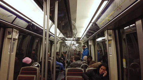 Inside Paris Metro train - driving subway Video stock 160043339