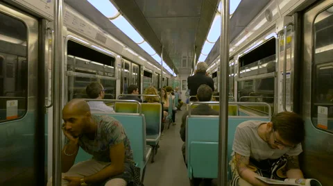 Inside a Paris metro train 스톡 동영상 56388319