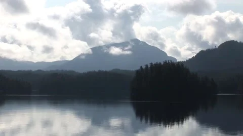 Inside Passage Mountain Reflection with Clouds Video stock 46452503