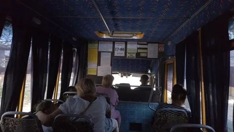 Inside a passenger bus while the bus is moving. 스톡 동영상 115788251