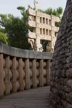 Inside Periphery of Stupa, Sanchi 스톡 사진