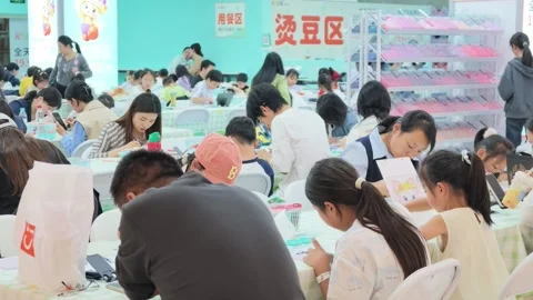 Inside the perler bead craft store in Optics Valley, Wuhan Video stock 347178954