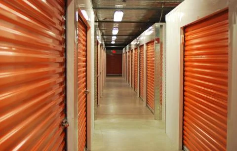 Inside Personal Self-Storage Unit Hallway Stock Photos