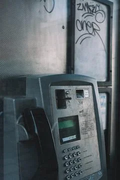 Inside a phone box Stock Photos