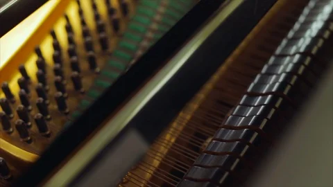 The inside of a piano cabinet. Stockbeeldmateriaal 88404634