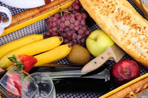 Inside a picnic basket Stock Photos