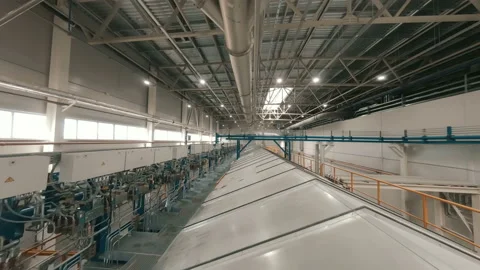Inside a plant, in a production workshop with technological lines, pipelines Stock Footage 161993436