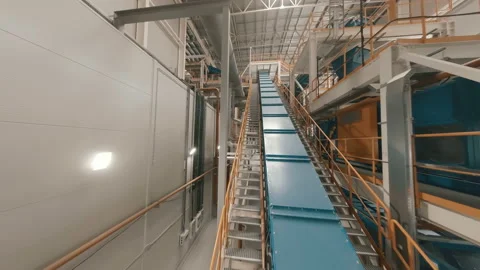 Inside a plant, in a production workshop with technological lines, pipelines Stock Footage 161998589