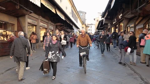 Inside Of Ponte Vecchio Bridge In Floren Stock Video Pond