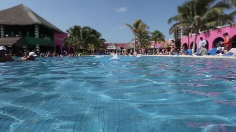 Inside of a Pool where you can see Reflection of Sun in Water Stock Footage 46563080