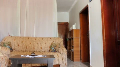 Inside a poor house in Shkodër, Albania, sofa Stock Footage 84678760