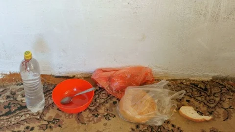 Inside a poor house in Shkodër, Albania, food Video stock 84678845
