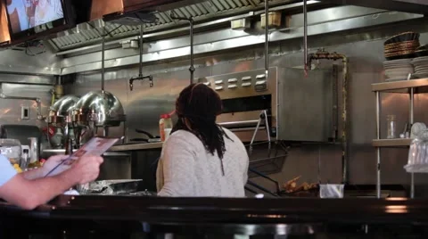 Inside POV of Restaurant Bar and Cook Stock Footage 40539012