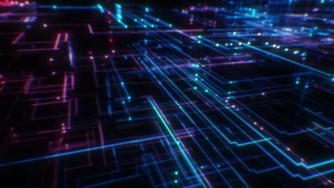 Inside Processor Structure Abstract Flight Illustration. Moving Inside CPU Stock Footage 295804761