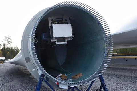 Inside of a propeller blade of a wind generator Stock Photos