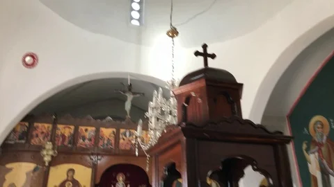 Inside Prophet Elias Chapel in Protaras Stock Footage 90934332