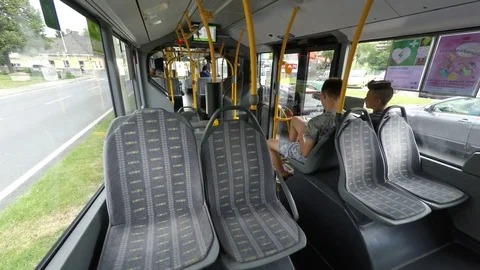 Inside a Public Bus Stock Footage 80451200