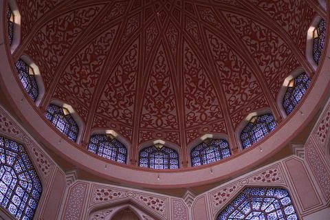 Inside of Putra Mosque (Pink Mosque).  Stock Photos