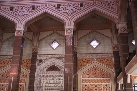 Inside of Putra Mosque (Pink Mosque).  Stock Photos