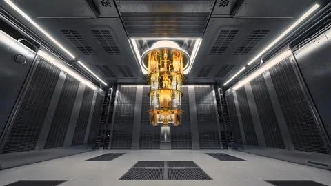 Inside the Quantum Lab, wide center shot. V01 Stock Illustration