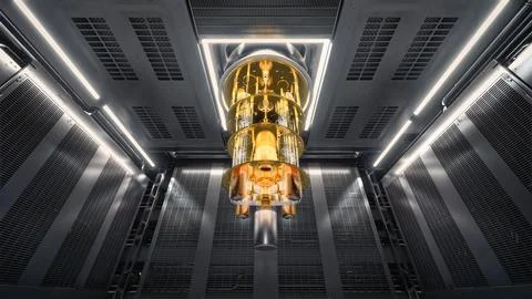 Inside the Quantum Lab, wide center shot. V02 Stock Illustration