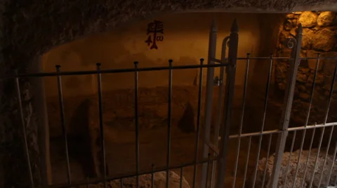 Inside the real tomb of Jesus Stock Footage 32156423