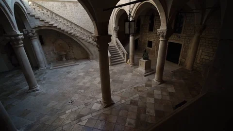 Inside Rector's Palace. Dubrovnik Old Town, Croatia. Glide shot Stock Footage 126555445