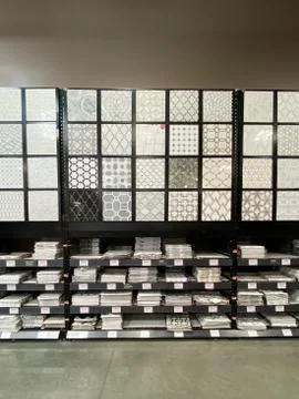 Inside retailer of hard surface flooring Stock Photos