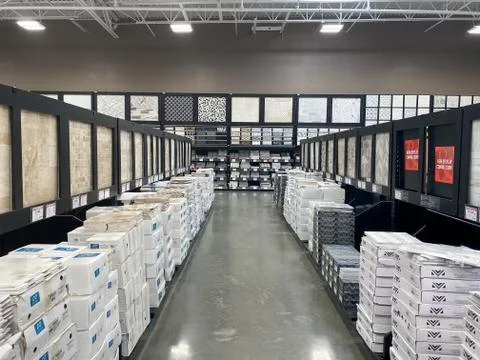 Inside retailer of hard surface flooring Stock Photos