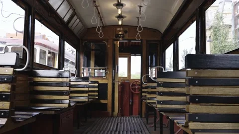 Inside Retro Tram in Budapest Video stock 197324788