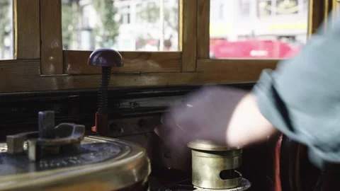 Inside Retro Tram in Budapest 库存影片 197324801
