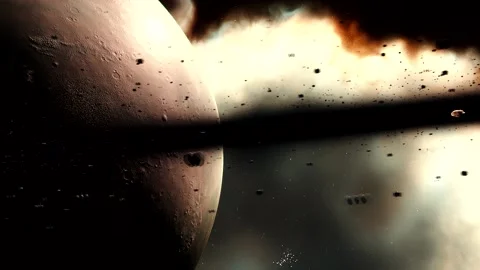 Inside The Ring Of An Alien Ringed Planet, Inside A Nebula Stock Footage 161035888