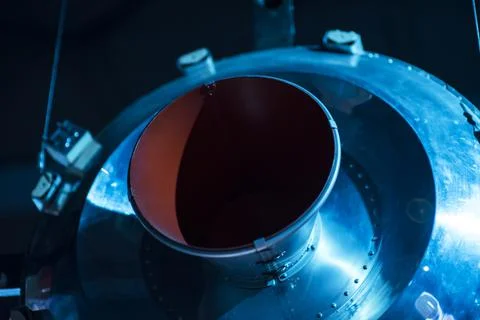 Inside of a rocket engine. NASA Infinity Science Center, Pearlington, Mississ Stock Photos