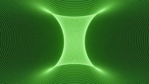 Inside of a rotating green wireframe torus Stock Footage 320618677