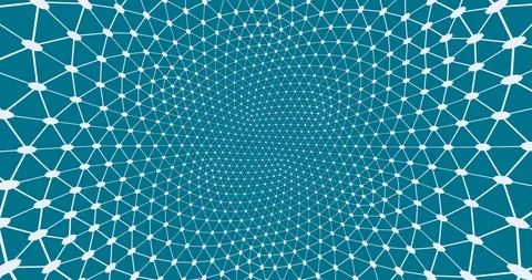 Inside rotating white sphere made of nodes. Teal (blue) background. 8K loop Stock Footage 120581730
